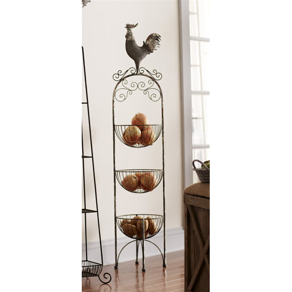 Melrose Intl. Rooster 3-Tier Metal Basket Melrose Intl. Rooster 3-Tier Metal Basket
